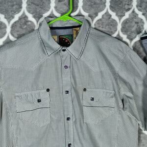 191 Unlimited Western Shirt Men Large Blue White Stripe Rodeo Cowboy Button Up